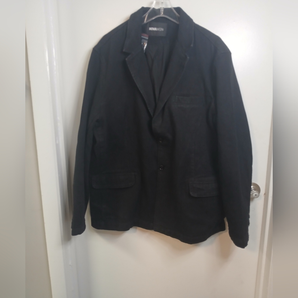 Black Button Front Denim Blazer XL NWOT